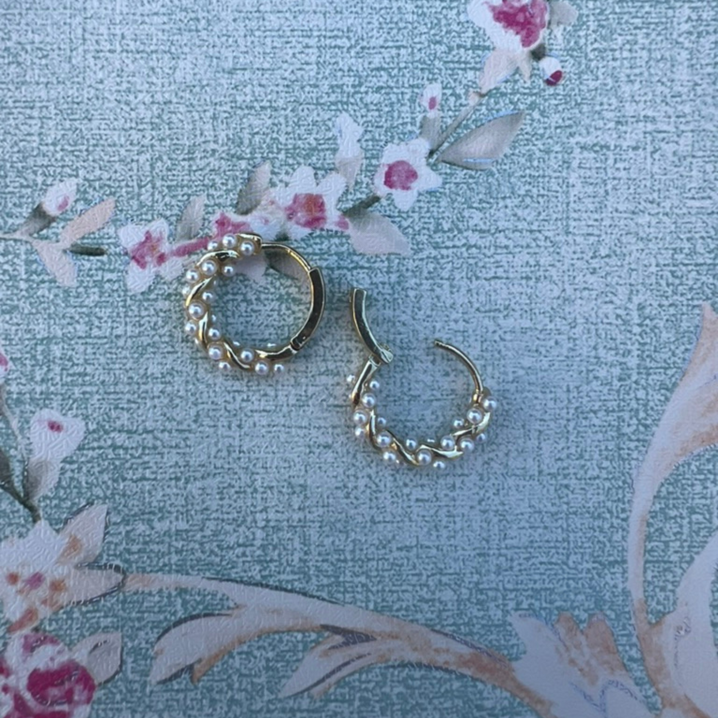 Gilded Garden Pearl Wreath Hoops