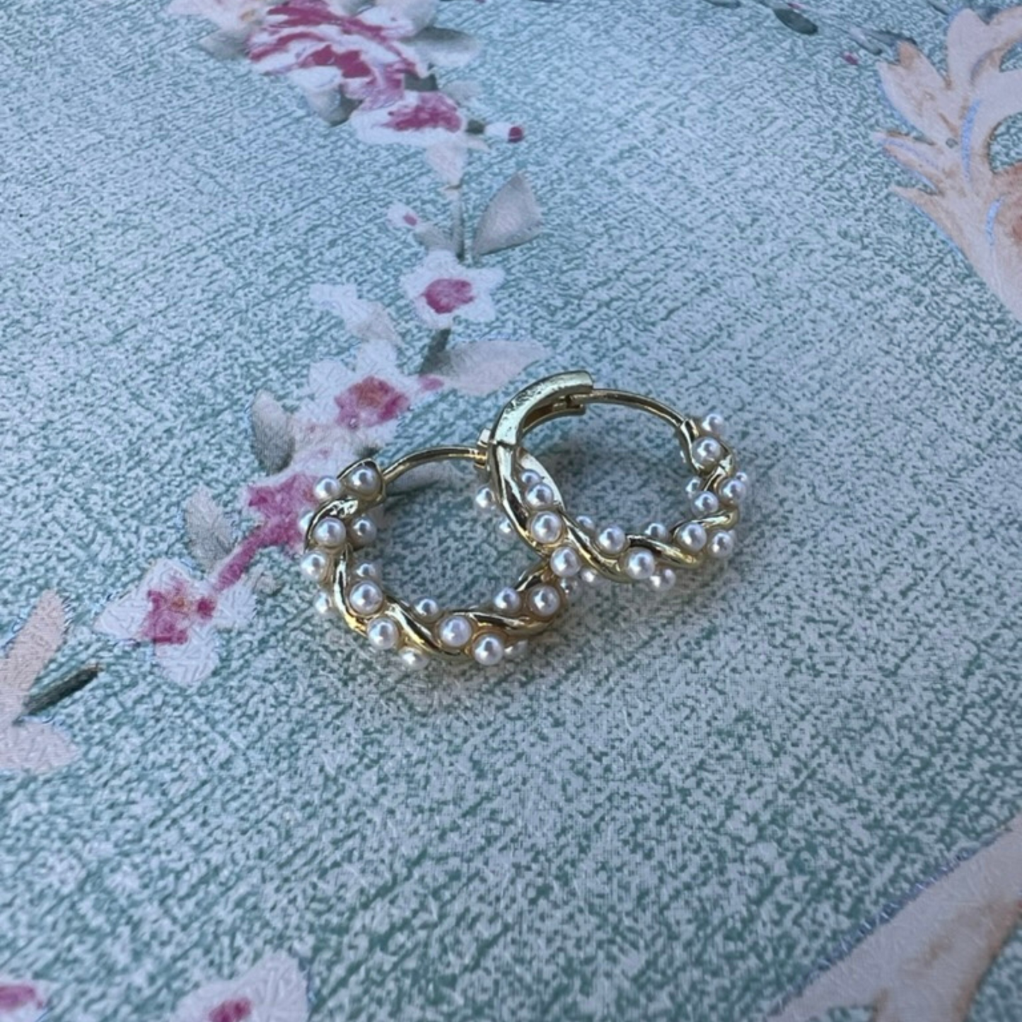 Gilded Garden Pearl Wreath Hoops